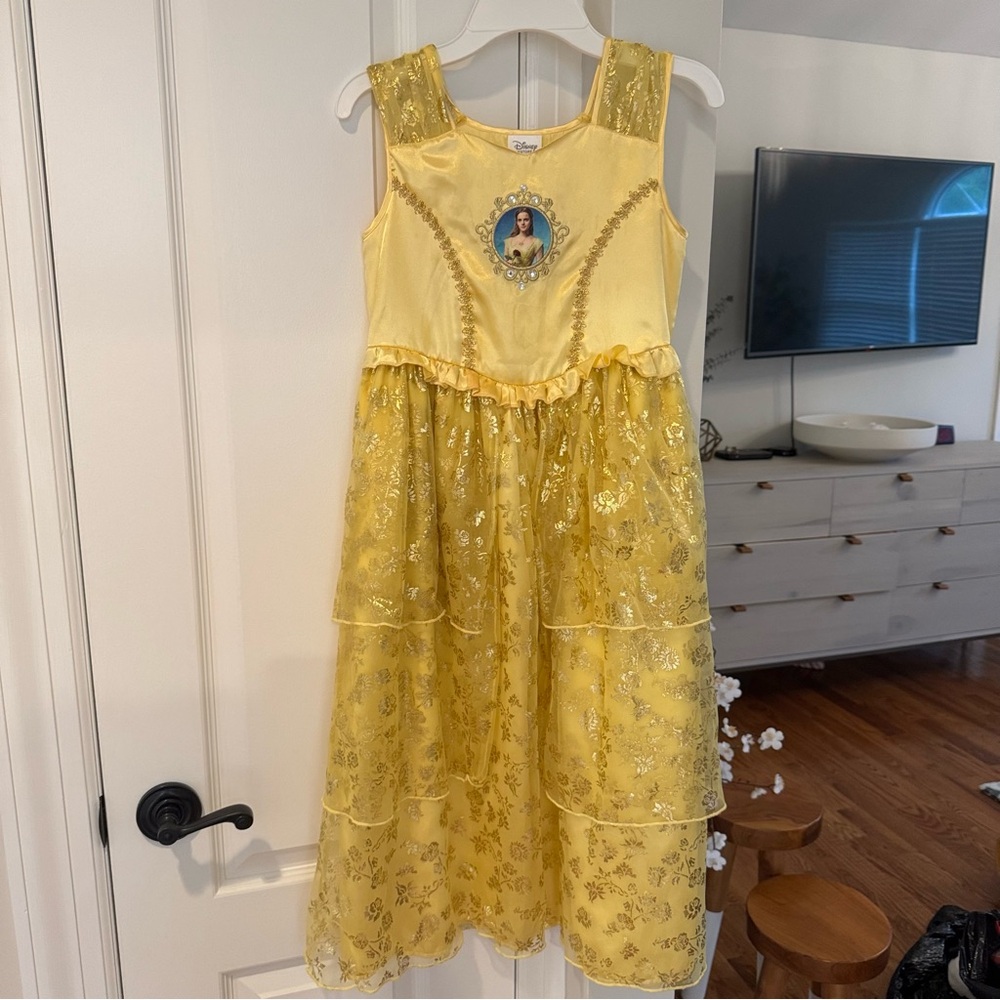 Disney girls beauty and the beast belle yellow princess Dress.